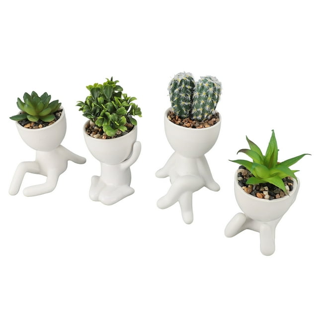 Maceta Suculenta Artificial, Maceta De Suculentas Falsas De Plástico De Cerámica Con Forma Humana Libre De Sol Exquisita Para Decoración
