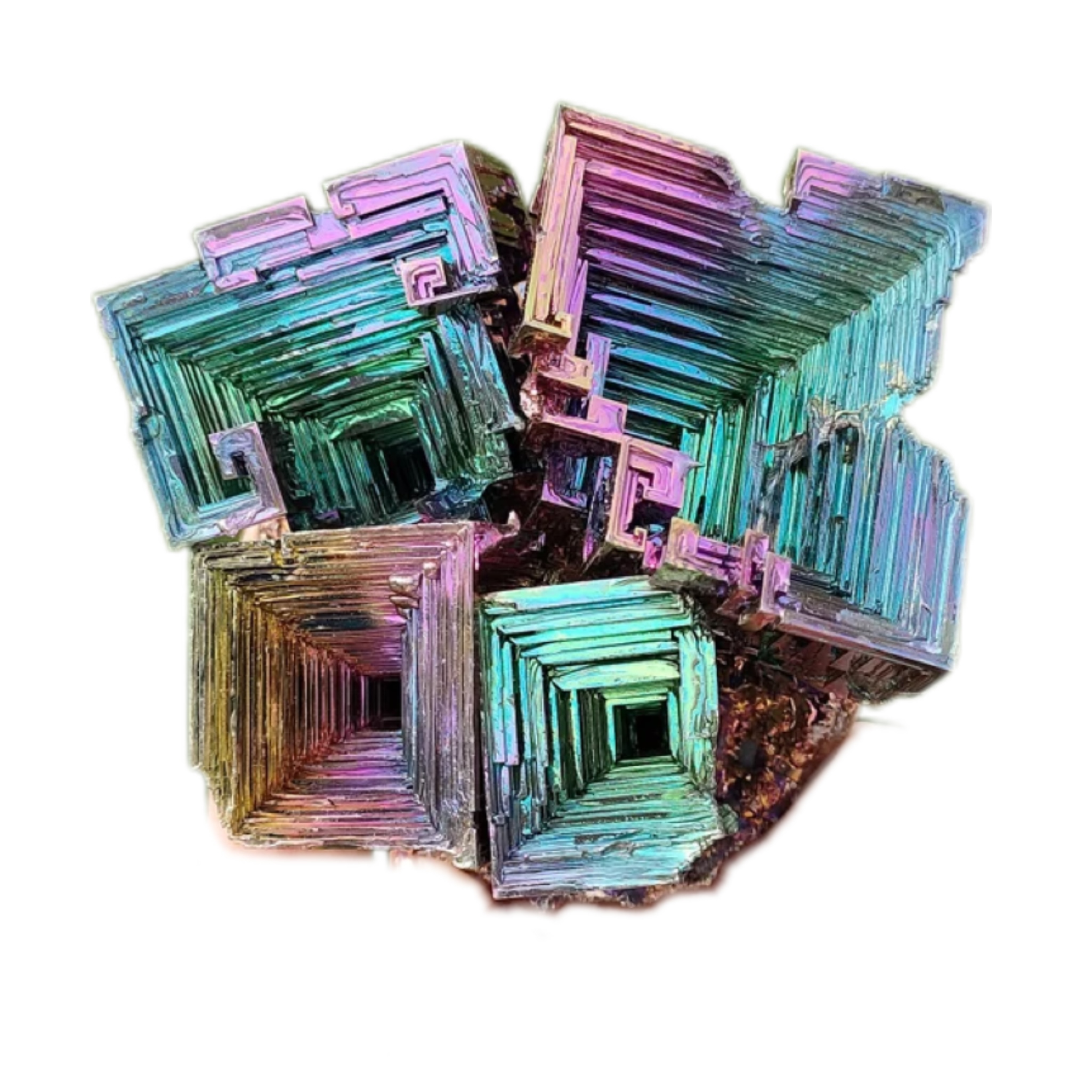 Cristal De Bismuth Métallique Arc-en-ciel – Spécimen Minéral Décoratif 160-200 G, Pour Collection Ou Décoration - 7
