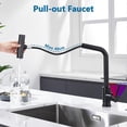 thumbnail image 5 of Black Waterfall Kitchen Faucet, Kitchen Mixer Tap with Pull-Out Sprayer and 3 Flow Settings, 360 Rotating Retractable Kitchen Sink Faucet in Brushed N, 5 of 5