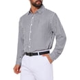 thumbnail image 4 of INSPIRE CHIC Men's Casual Long Sleeve Seersucker Striped Shirt with Chest Pocket L Black White, 4 of 5