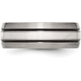 thumbnail image 4 of Chisel Titanium Antiqued and Brushed with Sterling Silver Inlay 8.2mm Grooved Band - Ring Size 14.0, 4 of 8