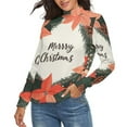 thumbnail image 2 of Merry Christmas Lettering Wreath Leanfs Women's Turtleneck Sweater Long Sleeve Ribbed Fitted Turtle Neck Casual Fall Winter Collection Top XL, 2 of 4