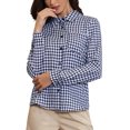 thumbnail image 3 of Plaid Shirt Women Button Down Long Sleeve Collared Shirts Gingham Top Casual Work Blouse XS Blue Plaid, 3 of 6