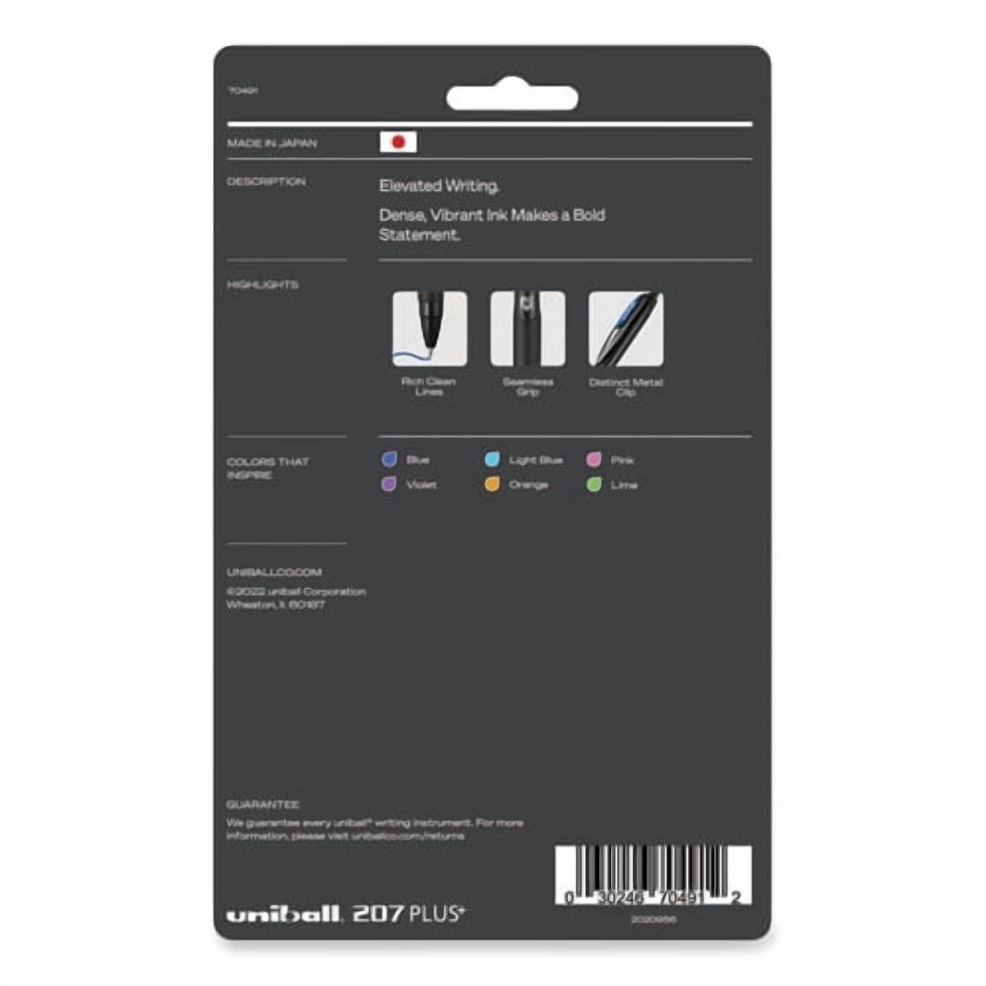 207 Plus+ Gel Pen, Retractable, Medium 0.7 mm, Inspirational Ink-Color Assortment, Black Barrel, 6/Pack | Bundle of 5 Packs