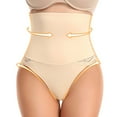 thumbnail image 3 of Elainilye Fashion Womens Tummy Control Underwear Lace High Waist Thong Shapewear Butt Lifting Panties Body Shaper,Beige, 3 of 9