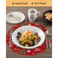 thumbnail image 3 of 13 Inch Round Placemats Set of 6, Red Christmas Non Slip Heat Insulation PP Table Mats, Xmas Tree Snowflake Stars Farmhouse Washable Place Mats for Kitchen Dining Party Table Decor, 3 of 7