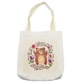 thumbnail image 1 of Bear Tote Bag, Baby Mammal Surrounded with Floral Wreath Bouquet Tulip Blossom Mushroom Watercolor, Cloth Linen Reusable Bag for Shopping Books Beach and More, 16.5" X 14", Cream, by Ambesonne, 1 of 2