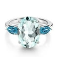 thumbnail image 3 of Gem Stone King 925 Sterling Silver Sky Blue Simulated Aquamarine and London Blue Topaz 3-Stone Women Engagement Ring (6.50 Cttw, Gemstone Birthstone, Available in Size 5, 6, 7, 8, 9), 3 of 6