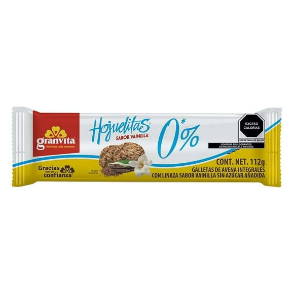 Galletas Granvita Hojuelitas de avena integral con linaza sabor vainilla 112 g