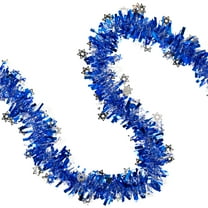Menorah Hanukkah Tinsel Garland - 50' x 3.5" - Blue & Silver - Unlit
