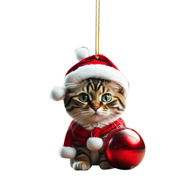 Xihbxyly Colgante Navideño de Gatito, Diseño de Gato Adorable, Adorno Colgante Festivo, Decoración Dulce y Realista, Perfecto para Árboles o Paredes, Regalo Ideal de Navidad, Juego de 1 Pieza.