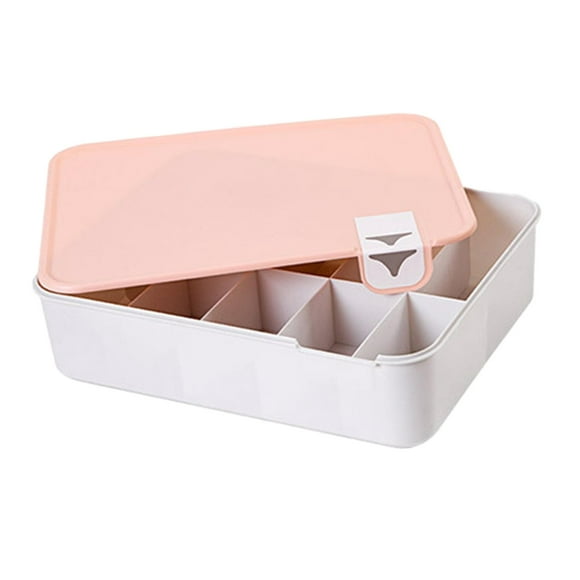 Organizador de cajones, contenedor de almacenamiento de ropa, joyero con marcas y cubierta, contenedor de almacenamiento para el hogar Tapa Rosa 10 Rejillas