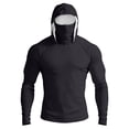 thumbnail image 2 of Men's UPF 50+ Sun Protection Hoodie with Face Cover and Long Sleeves Featuring Quick Dry Fabric Black L, 2 of 9