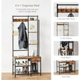 thumbnail image 2 of Coat Rack, Hall Tree with Bench and Shoe Storage, Entryway Bench with Shelves and Drawer, Organizer with Hooks, Rustic Brown, 2 of 4