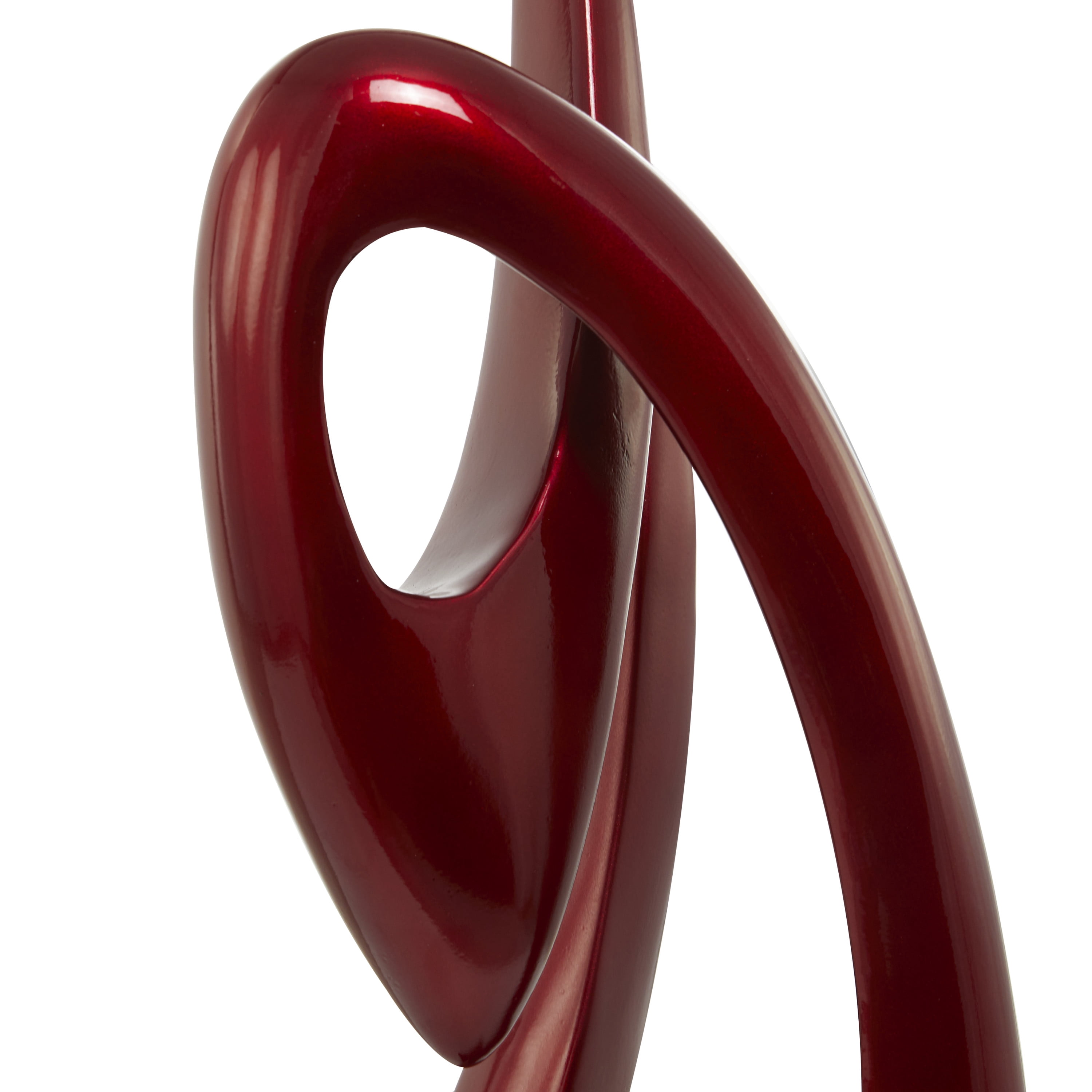 8" x 40" Red Polystone Swirl Abstract Sculpture with Black Base, by DecMode