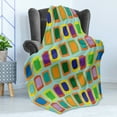 thumbnail image 4 of Colorful Soft Flannel Fleece Blanket, Modern Abstract Illustration with Various Uneven and Deformed Rectangular Shapes, Cozy Plush for Indoor and Outdoor Use, 60" x 80", Multicolor, by Ambesonne, 4 of 5