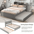 thumbnail image 6 of Full Size Platform Bed with Bookcase Headboard and Pull Out Trundle,  Gray, 6 of 7