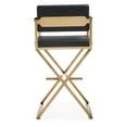 thumbnail image 5 of TOV Furniture Director Black Vegan Leather Barstool with Gold Steel Legs, 5 of 10