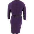 thumbnail image 2 of AMERICAN LIVING Womens Purple 3/4 Sleeve V Neck Knee Length Sheath Party Dress  Size: 12, 2 of 2
