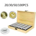 thumbnail image 4 of Pine Wood Coin Holder Wooden Coins Storage Box for Collectible Commemorative Coin with 20pcs Capsules Accommodate, 4 of 8