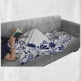 thumbnail image 6 of Navy Soft Flannel Fleece Throw Blanket, Botanical Beauty Flower Branches Ferns Leaves Bushes Spring Themed Illustration, Cozy Plush for Indoor and Outdoor Use, 50" x 60", Indigo White, by Ambesonne, 6 of 6