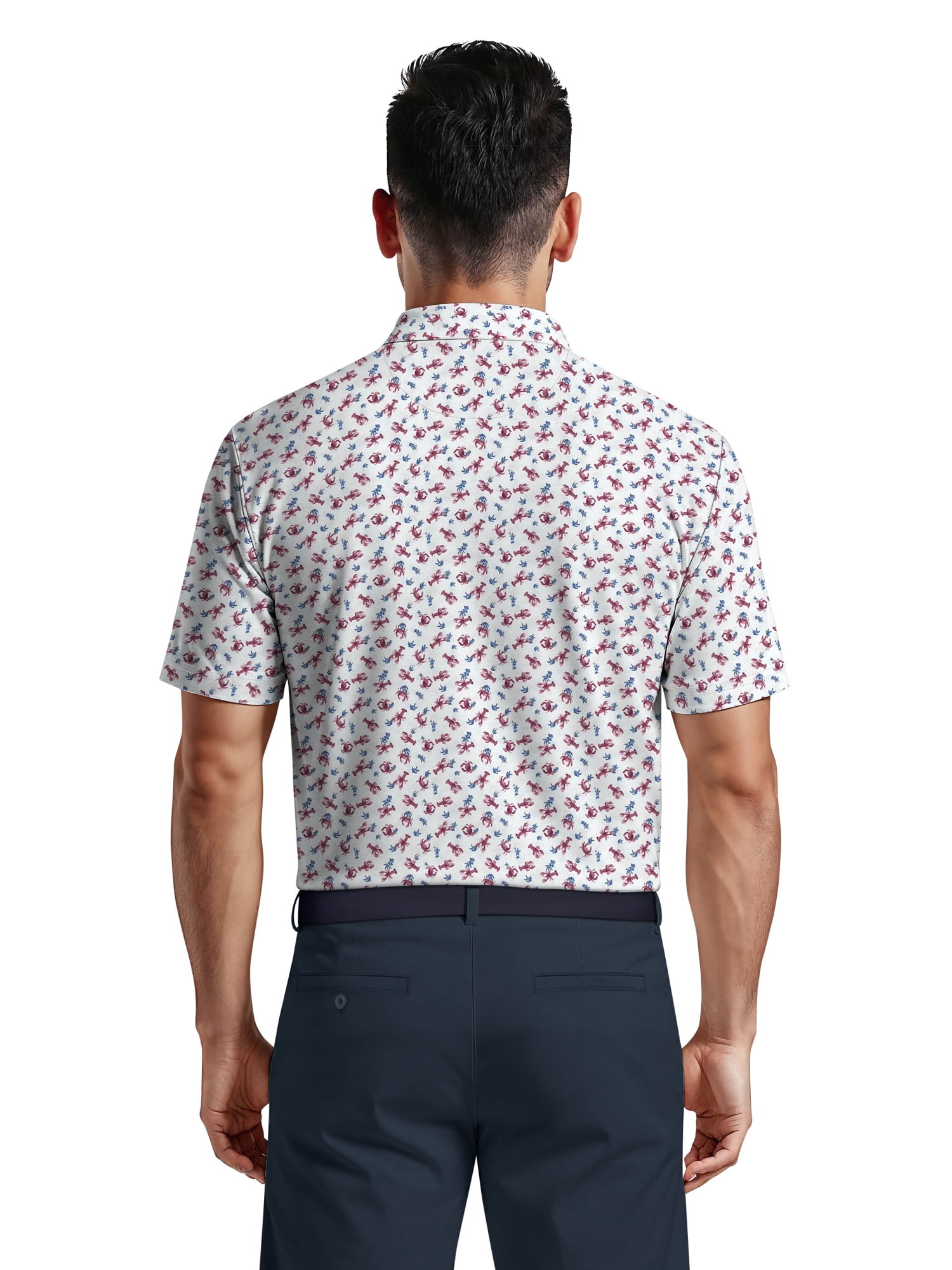 Ben Hogan Men's & Big Men's Performance Lobster Print Golf Short Sleeve Polo Shirt, up to 5XL
