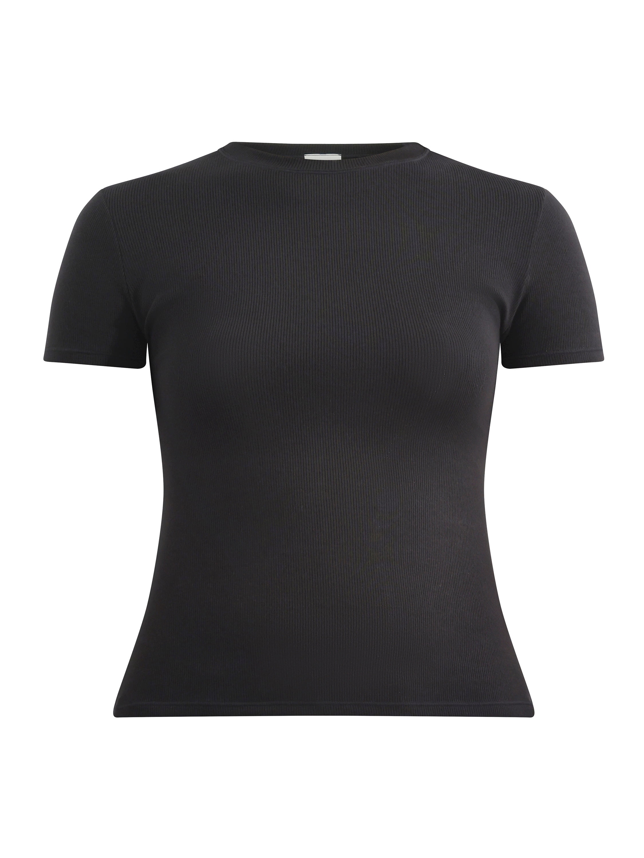 No Boundaries Cotton Stretch Ribbed Tee with Short Sleeves, Women's XS-3XL