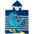 thumbnail image 6 of NovForth Dinosaur Kids Hooded Beach Towel Pool Bath Towel Soft Absorbent Poncho, 24" x 24", Blue, 6 of 6