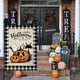 thumbnail image 2 of Bandera de jardín vertical de doble cara con diseño de gato fantasma y calabaza de Halloween, arpillera con cuadros negros de búfalo, decoración para exteriores, 12 x 18 pulgadas, 2 of 4