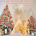 thumbnail image 2 of Christmas Fake Flower Eye-catching Anti-fade Faux Silk Flower Realistic Looking Xmas Flower Decor for Home-Red, 2 of 8