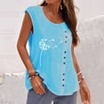 thumbnail image 2 of Pompotops Femme Été Décontracté Sans Manches Gilet à Boutons Col Rond Blouse Ample Haut Actif Femme, 2 of 4