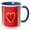 Blue/White, variant on 3drose, Cutout Look Heart with Arrow, Heart Trim on Sides, Red and Pink, 11oz Two-tone Black Mug
