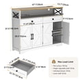 thumbnail image 3 of Poshby 47''W Sideboard Buffet Cabinet with Storage, Charging Station for Kitchen, Living Room, Beige, 3 of 11