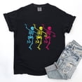 thumbnail image 4 of Three Skeletons Dancing Neon - Women's Garment Dyed Graphic T-Shirt, 4 of 16