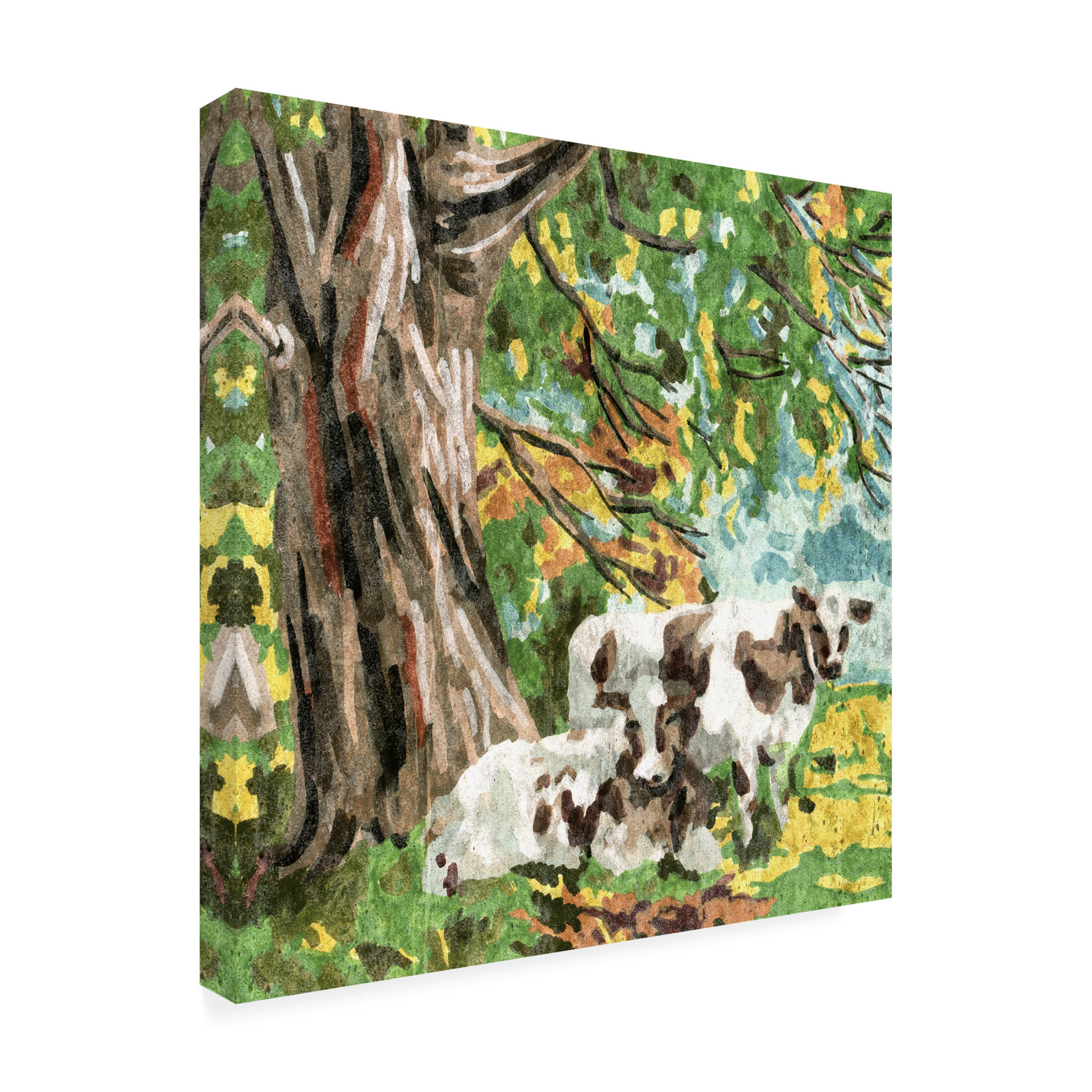 Trademark Fine Art Melissa Wang  Cows Under a Tree II Canvas Wall Art