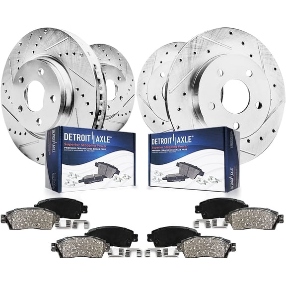 Detroit Axle - Brake Kit for 2004-2008 Acura TSX 2003-2007 Honda Accord Drilled & Slotted Disc Brake Rotors Replacement 2005 2006 Ceramic Brakes Pads