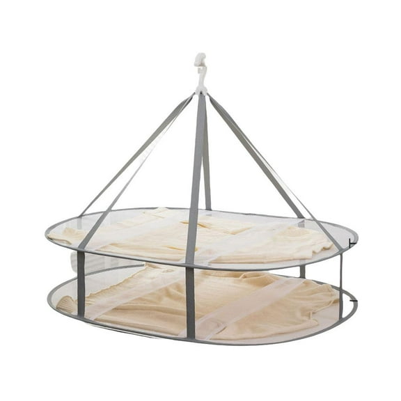 QHUDLV Multi Tier Folded Mesh Clothes Hanging Dryer Sweater Drying Rack,Stackable Drying Rack with Internal Fixation,Portable Hanging Laundry Rack for T-Shirt,Swimsuit,Sweater,Delicates