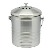 Cedar Grove 1.8g Stainless Steel EM Kitchen Compost System, Includes 1 Charcoal Filter and 4 -100% Compostable Bags