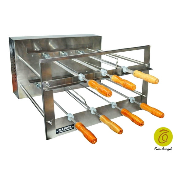 Brazilian BBQ Charcoal Grill - 07 Skewers - Rotisserie System - Oca-Brazil