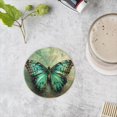 thumbnail image 4 of BaHomeck Drink Coasters Set of 4 with Holder turquoise butterfly with brown wings on aged background Water Absorbent Ceramic Coasters Tabletop Protection,Suitable for Various Cup ,Home Decor, 4 of 4