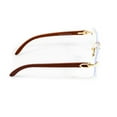 thumbnail image 3 of Mens Rimless Gold Frame Woodgrain Hip Hop Clear Lens Gem Cut Glasses, 3 of 5