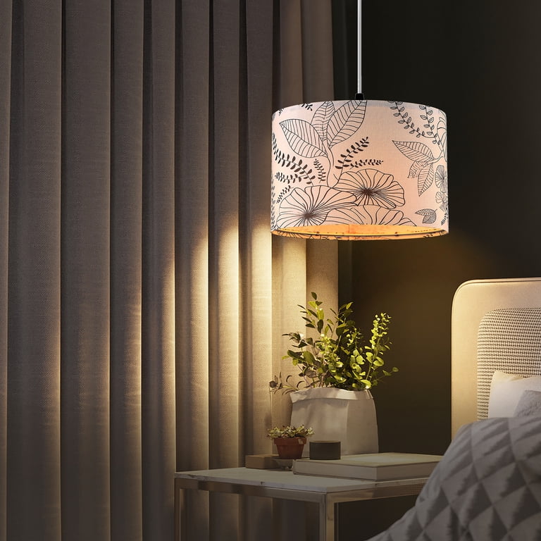 Cinkeda Plug-In Dimmable Pendant Light with Floral Shade photo 1