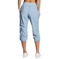 thumbnail image 6 of Capri Cargo Pants for Women High Waist Casual Loose Fit Work Capris Lightweight Quick Dry Hiking Joggers Crop Pants Light Blue L, 6 of 6