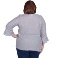 thumbnail image 2 of Alfred Dunner Womens Plus-Size Embroidered Split Neck Striped Top, 2 of 4