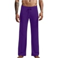 thumbnail image 2 of LNWUY Mens Modal Pajama Pants Soft Lounge Pants Sleep Pj Bottoms Pants Solid Color Loose Fit Trousers Drawstring and Pockets Purple XL, 2 of 7