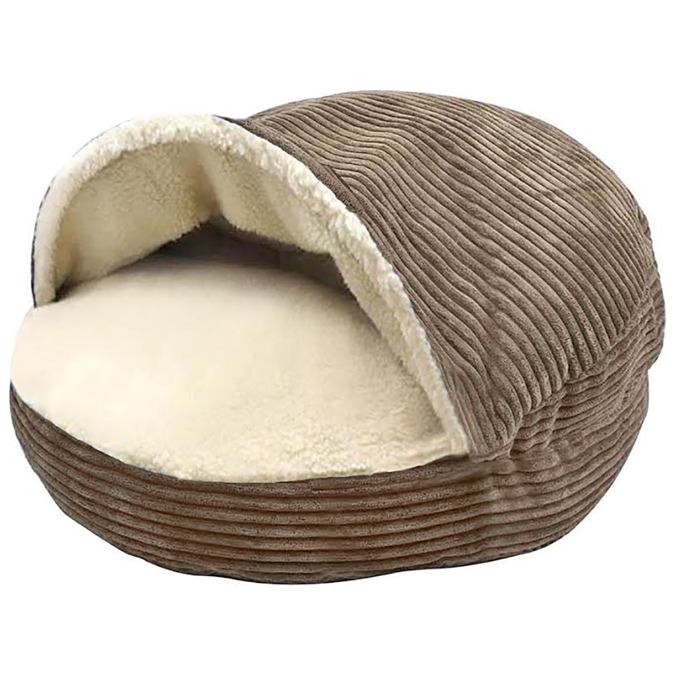 Precious Tails Plush Corduroy And Sherpa Lined Pet Cave Bed