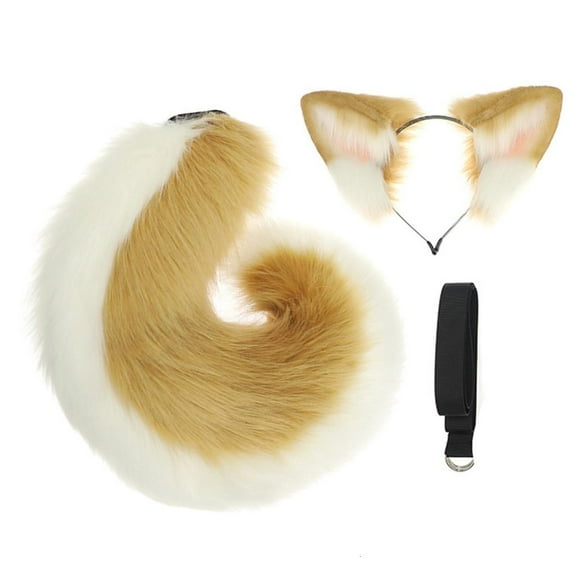 SDFGTstore Faux Furs Dog Ears Headband Tail Dog Costumes for Party