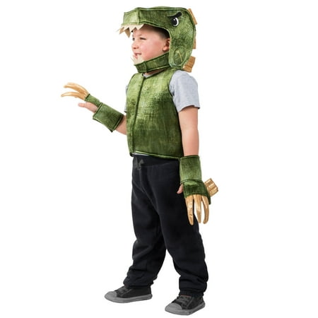 Boys Green T-Rex Dino Vest Costume