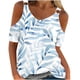 thumbnail image 1 of Camisas de Manga Corta para las Mujeres Blusa de Cuello Redondo de Impresión Casual, Top de Algodón de Imitación Ligero para el Hogar, el Uso Diario Y las Cuatro Estaciones, 1 of 4