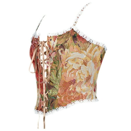 

fvwitlyh Shapewear for Women Tummy Control Waist Trainer Belts for Women Women Vintage Floral Camisole Flower Embroide Push Up Bodysuit Corset Sweat Waist Trainer
